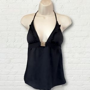 Mossimo Ruffle Babydoll Halter Tankini Top